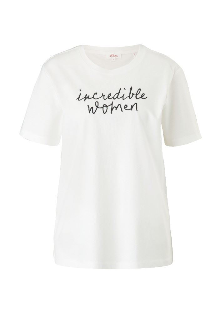 s.Oliver Shirt Baumwolle mit Stickerei 2114700 S | 02D0 off white | 