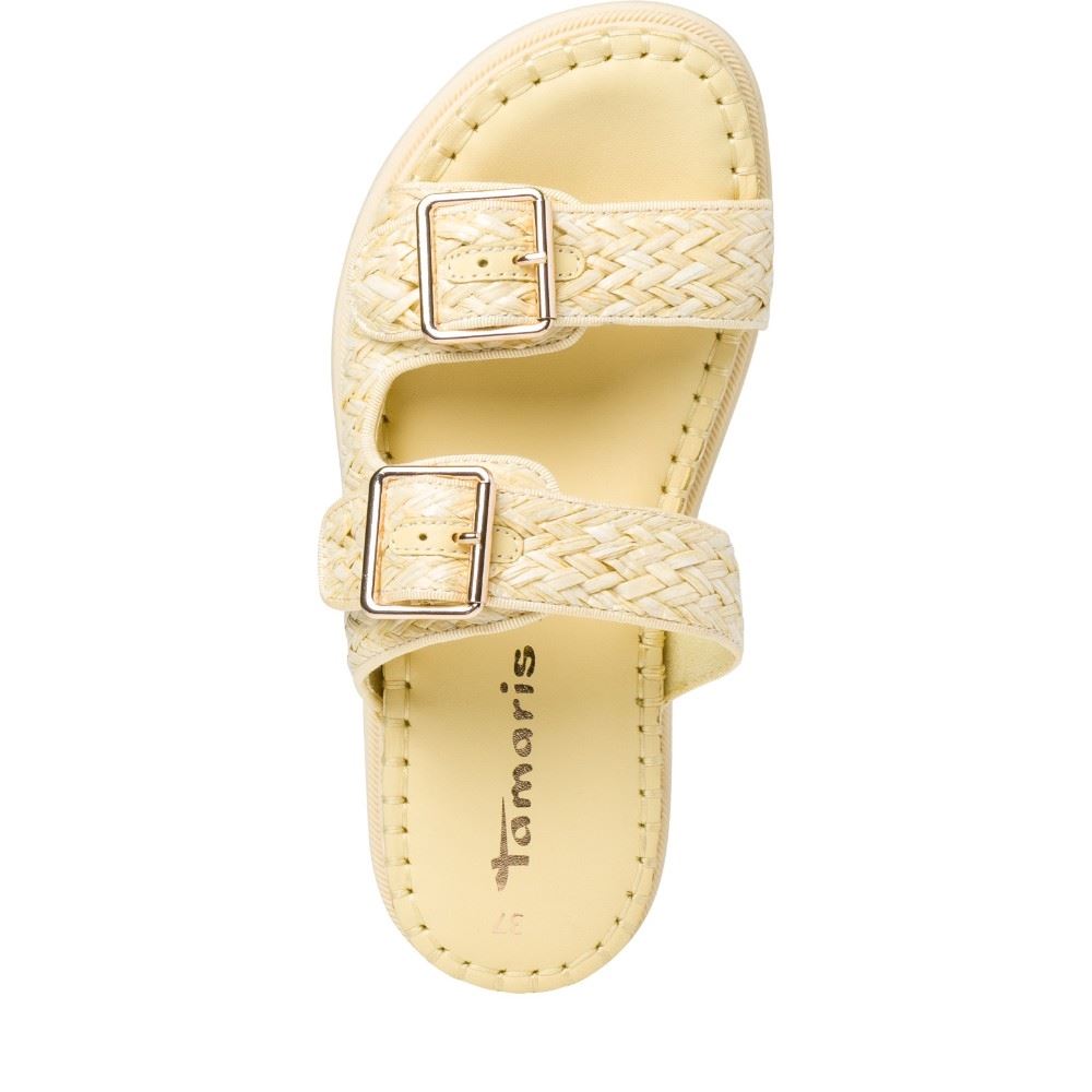 Tamaris Pantolette Flechtoptik gelb S12 1-1-27507-38 