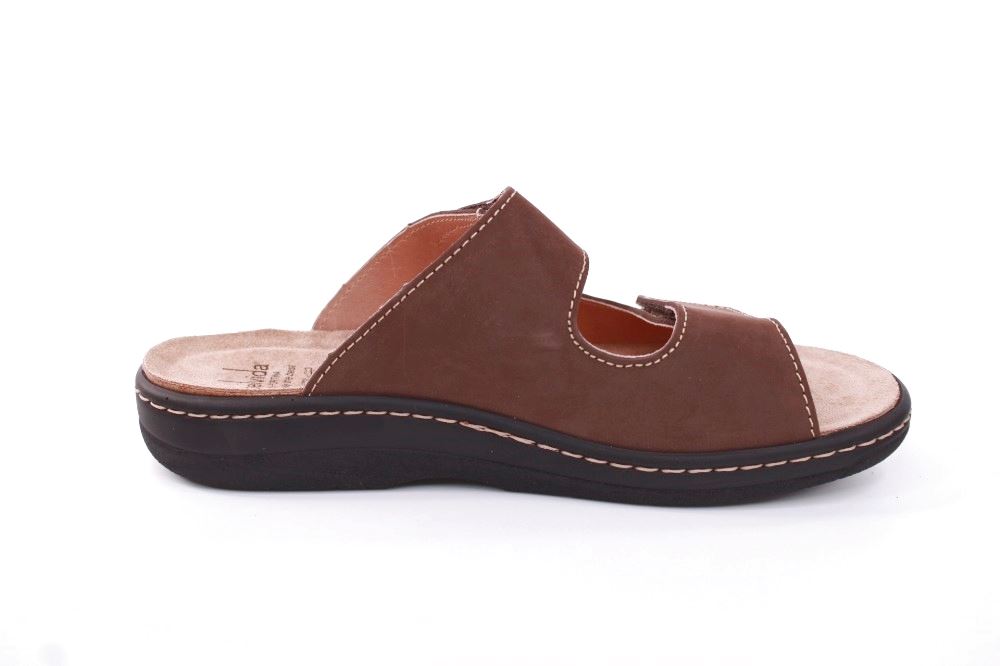 Portina Bequempantolette Wechselfußbett komplett Leder grau braun 22126 40 | moro | 