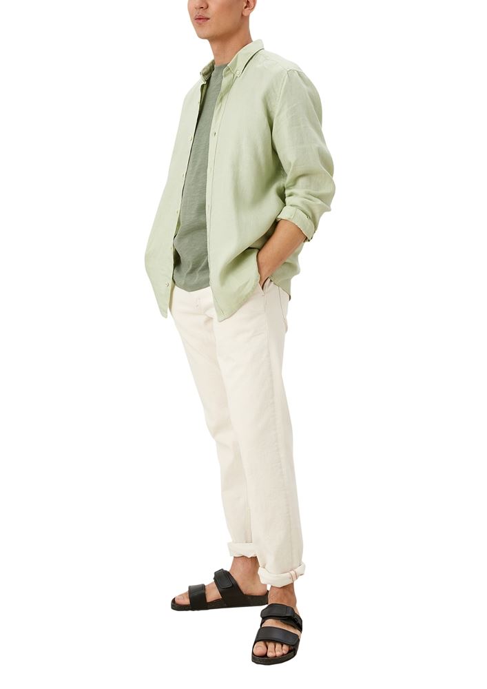 s.Oliver Herren Hemd Leinen langarm  weiß grün S12 2113965 XXXL | 7212 fog green | 
