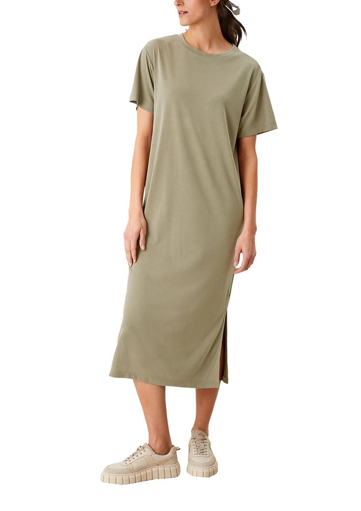 s.Oliver T- Shirt- Kleid Schlitze lang 2113896 L | 7299 dusty oliv | 