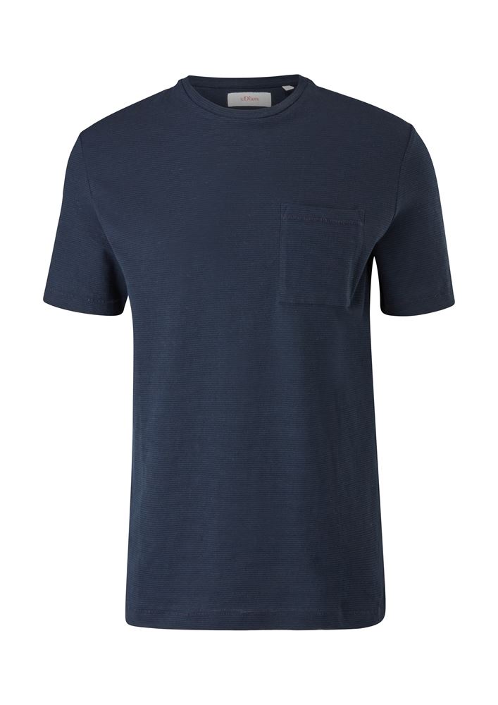 s.Oliver T -Shirt in Melange - Optik Leinenmix 2113397 XXL | 59G4 navy STRIP | 