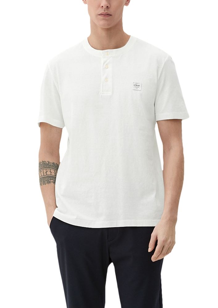 s.Oliver Herren T-Shirt mit Henley-Ausschnitt blau, rosa, weiß S13   2133166 