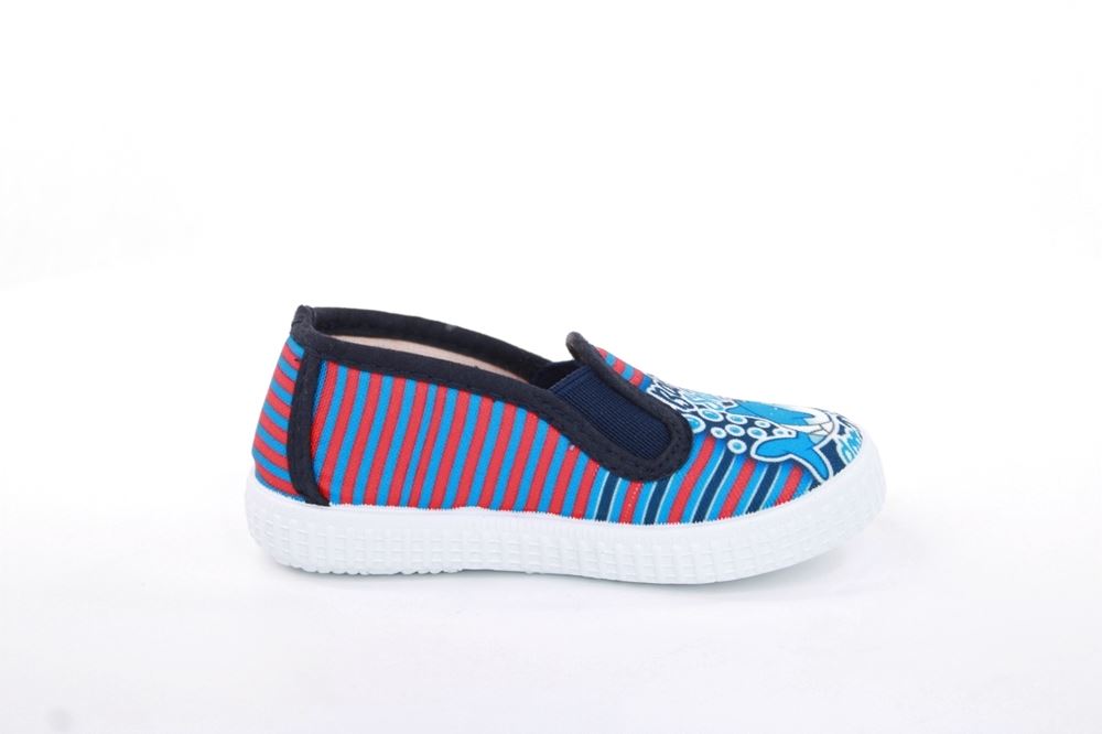 s`knöpfli Kinder Hausschuh Schlupfschuh Hai- Motiv blau S13 V28803 