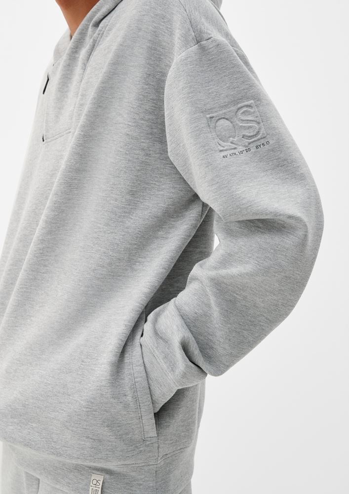 QS designed by Herren Sweatshirt mit Effekt-Kragen grau S22  2119958 