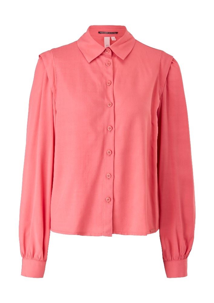 QS designed by Viskosebluse Langarm Blusenkragen pink S21 2106798 42 | 4508 pink | 