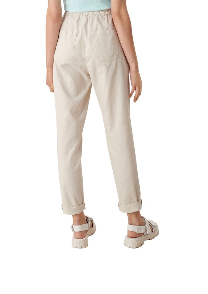 QS designed by High- Waist- Hose Leinenmix beige, schwarz S12 2113451 36 | 9999 black | 