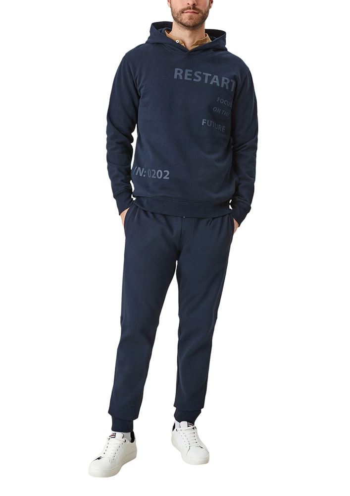 s.Oliver Herren Hoodie Sweatshirt Kapuze Frontprint blau S12  2109629 XL | 5978 blue night | 
