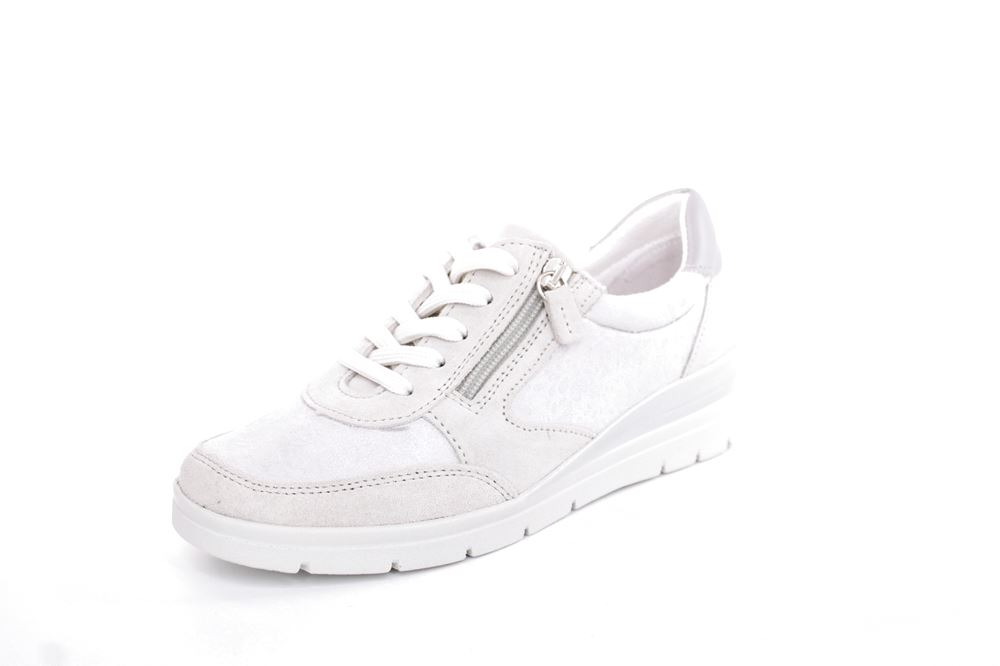 ACO LUNA 18 Damen Sneaker Leder/ Textil Wechselfußbett florales Muster grau S13 863/9309 