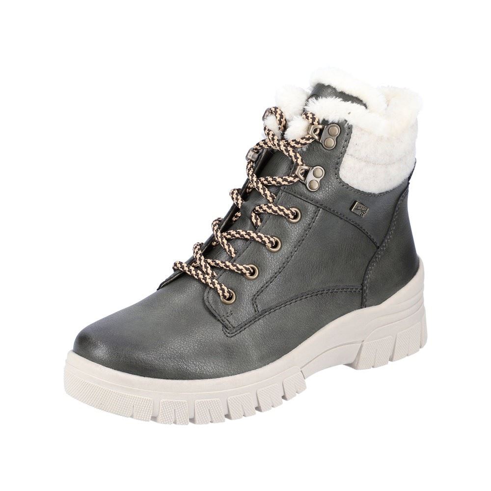Remonte Damen Schnürboots Schnürstiefel Leder TEX- Membran Warmfutter Schurwolle Wechselfußbett grün S22 D0E71-52 37 | leaf/sand/leaf/ | G