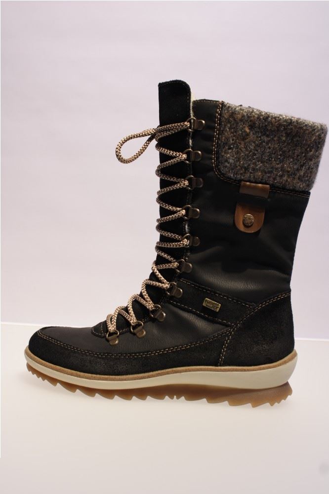 Remonte Stiefel Schnürstiefel Reißverschluss Leder TEX-Membran blau R4371-02 37 | 02 schwarz/nero | 