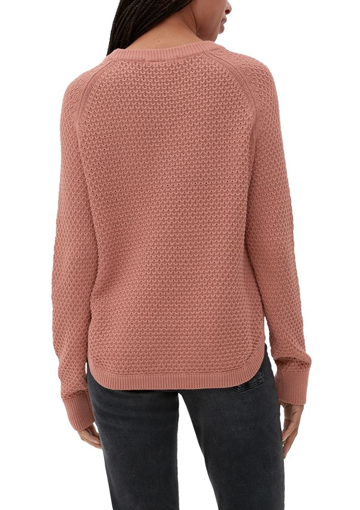 QS designed by Strickpullover Musterstruktur Rundhalsausschnitt rosa, lila S22 2125111 XXL | 4807 LILAC/PINK | 