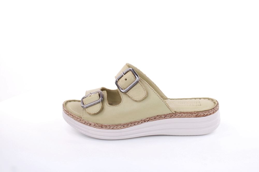 PETER ERIKSON Damen Pantolette Leder Comfort- Fußbett blau, grün S13 231539 