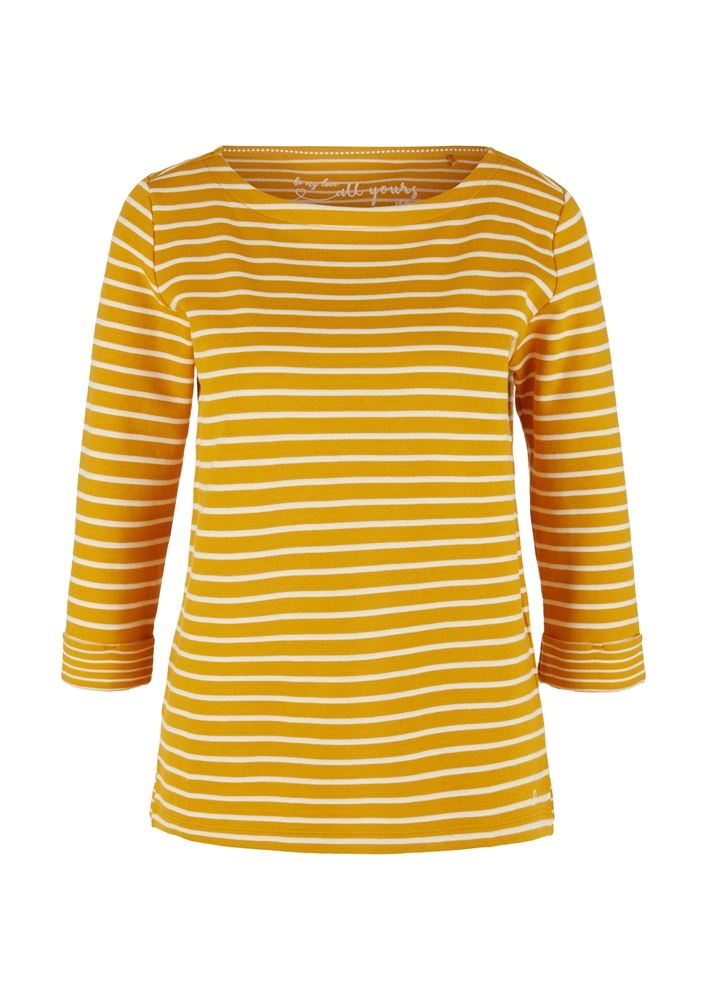 s.Oliver Jersey-Shirt 3/4 Arm gestreift gelb S21 2043262 