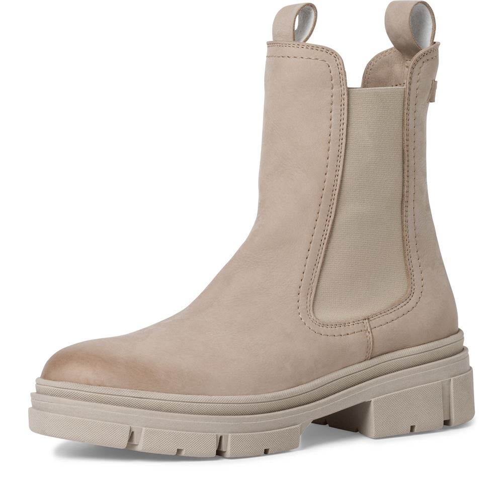 Tamaris Chelsea Boots Leder TOUCHit- Fußbett beige, schwarz S23 1-25901-41 