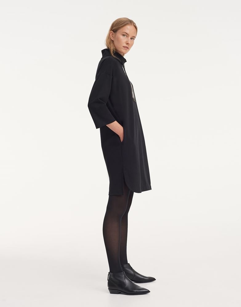 OPUS Jerseykleid Wameli Eingriffstaschen Turtleneck schwarz S21 248299443 