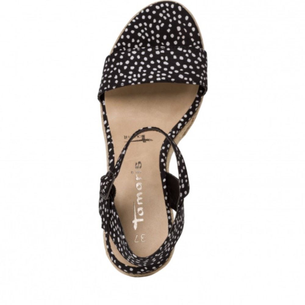 Tamaris Sandalette  Keilabsatz schwarz Punkte 1-1-28300-24 39 | 028 BLACK DOTS | 