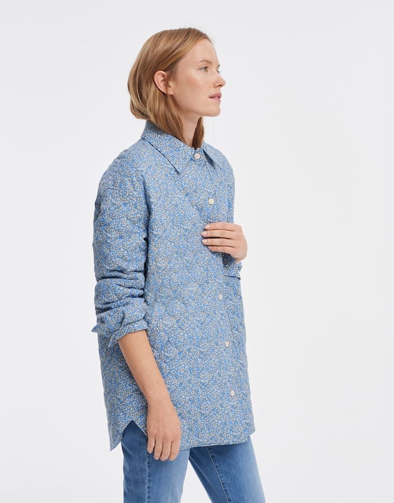 OPUS Overshirt Junila oversize Hemd Wattierung Zwiebelstepp blau S12  10023410278120 