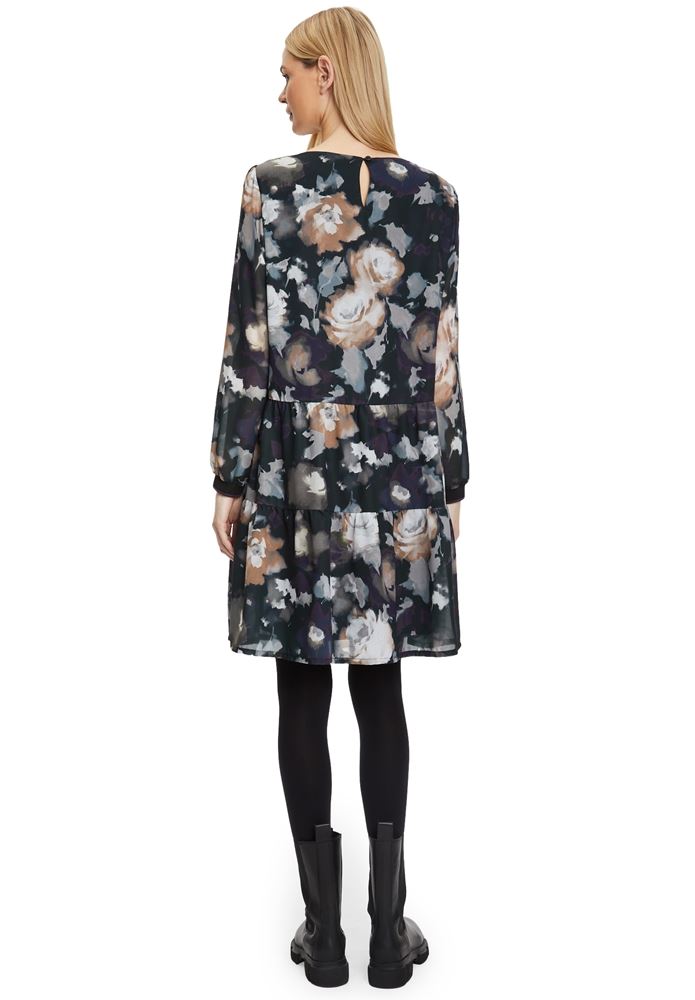 Betty Barclay Chiffonkleid florales Muster Knielang schwarz S22 12331517 38 | 9860 Black/Purp | 