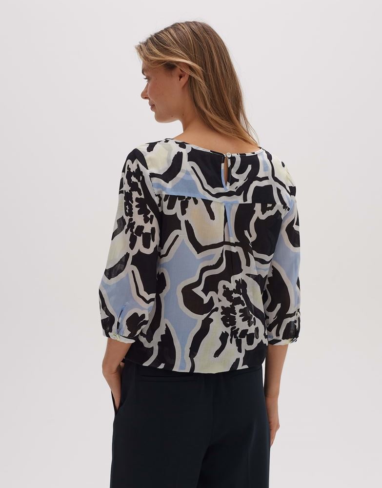 OPUS Printbluse Fu intense 3/4 Arm abstrakter  Blütendruck blau, grün S13  2044711185177 