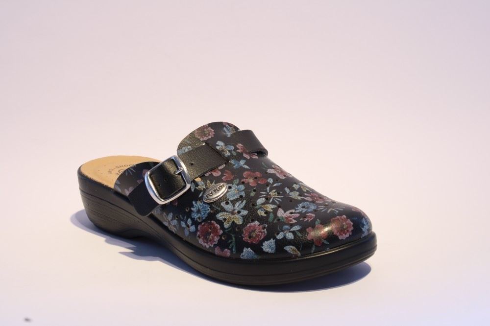 Fly Flot Hausschuh Hauspantolette schwarz 855378 41 | schwarz/komb | 
