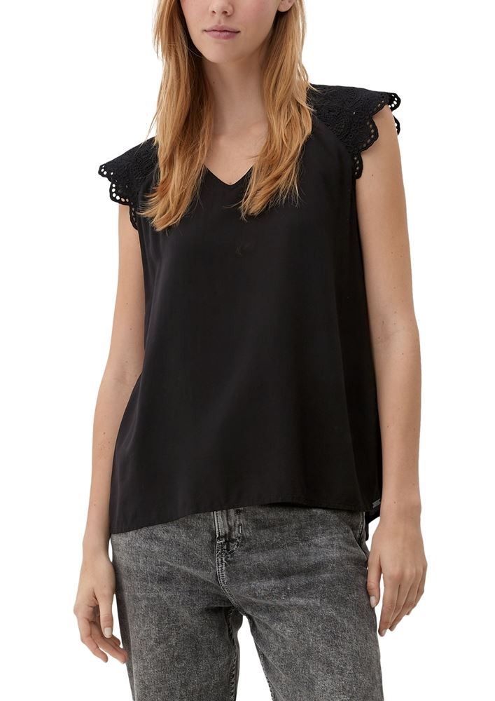 QS designed by Bluse mit Broderie Anglaise S13 2132615 