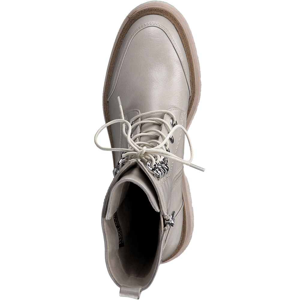 Marco Tozzi by Guido Maria Kretschmer Schnürboots Schnürstiefel Kettendetails beige S22 2-2-85203-29 