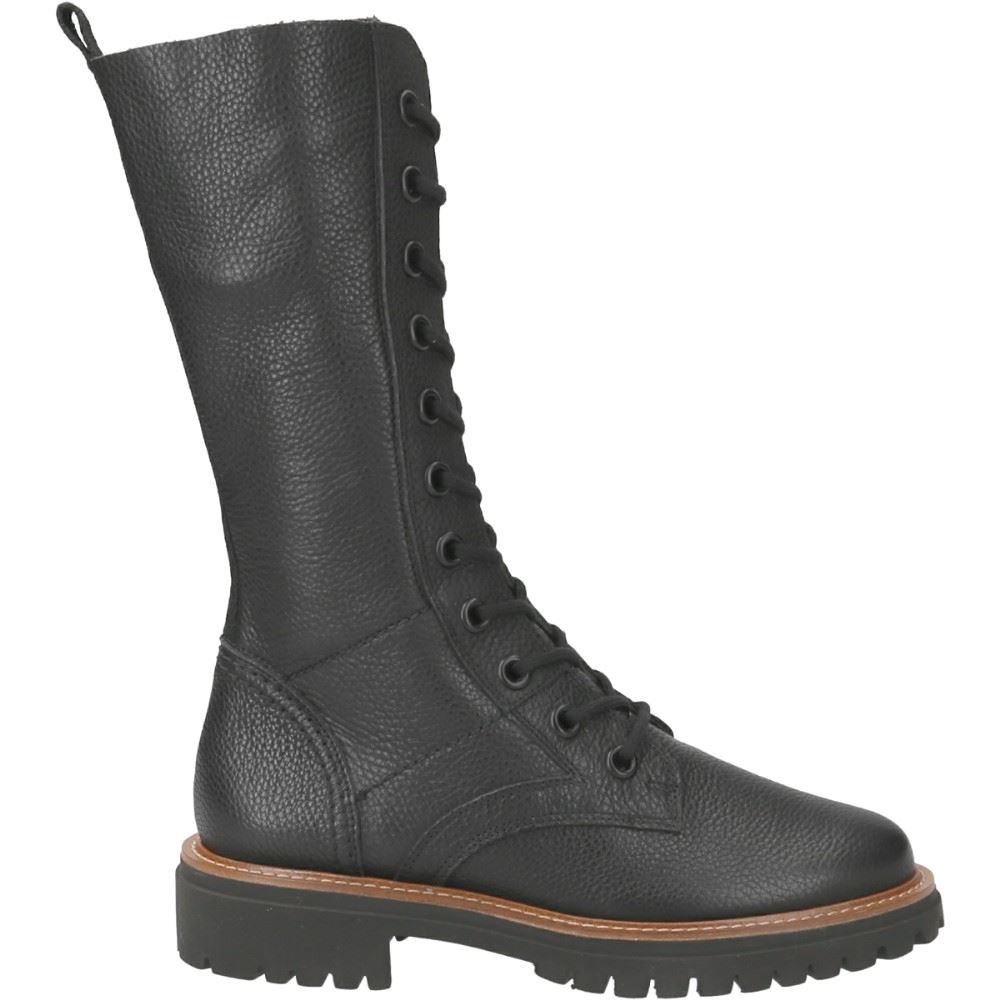 Paul Green Schnürstiefel Leder Boots Reißverschluss schwarz 9831-029 7 | black | 