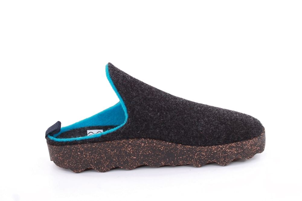 ASPORTUGUESAS Damen Pantolette Wolle Kork vegan Nachhaltig grau S22 P018023016 37 | anthrazit | 