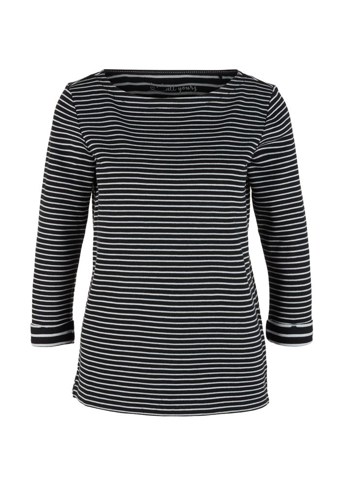 s.Oliver Jersey-Shirt 3/4 Arm gestreift schwarz S21 2043262 38 | 99G3 black stri | 