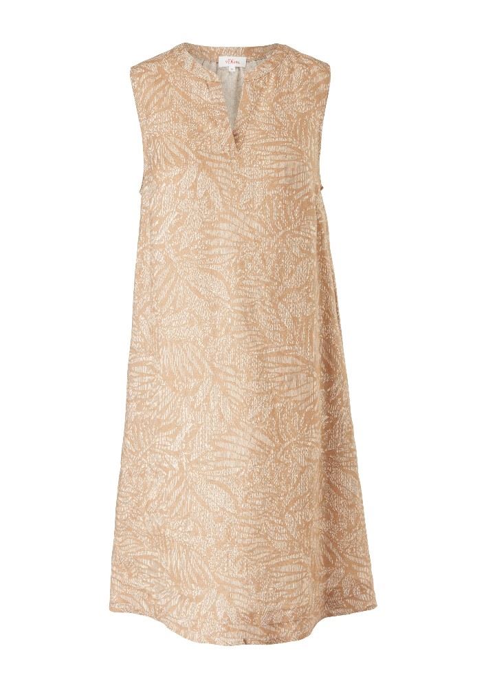 s.Oliver Leinenkleid mit Allovermuster sand 2115143 34 | 02A2 off-white | 