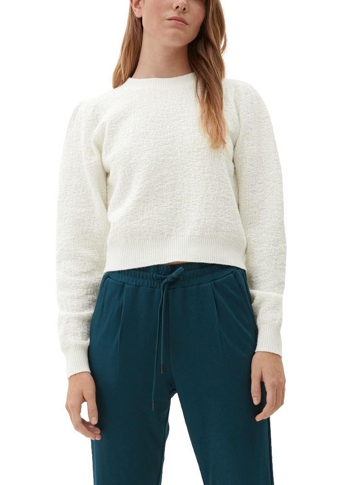 QS designed by Strickpullover mit Strukturmuster weiß S22  2124691 XL | 0200 WHITE | 