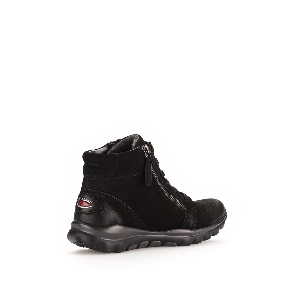 Gabor rollingsoft Schnürstiefelette Schnürboots Rauleder Wechselfußbett schwarz S23 36.868.47 