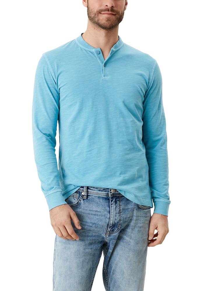 s.Oliver Henley- Shirt langarm blau schwarz S12  2116858 
