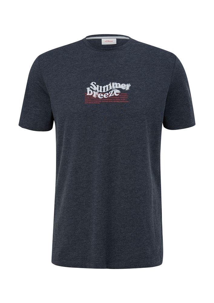 s.Oliver Herren Baumwollmix-Shirt mit Frontprint weiß, rot, blau S13  2131554 
