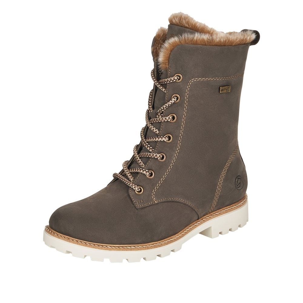 Remonte Damen Schnürstiefel TEX- Membran Wildleder Lammwolle  grau S22 D8476-45 36 | smoke/steppe | G