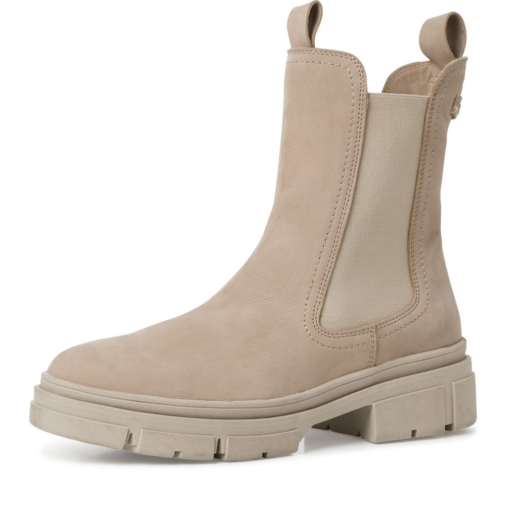 Tamaris Chelsea Boots Leder TOUCHit-Fußbett beige schwarz S22  1-1-25901-29 
