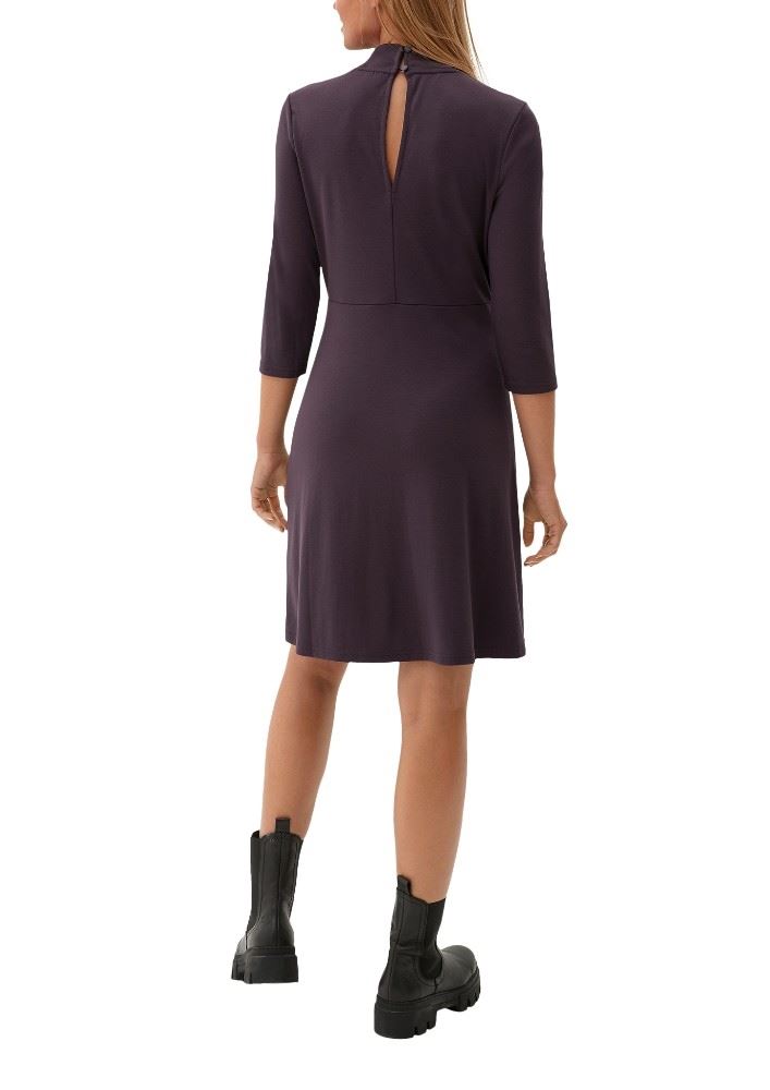 QS designed by Kleid mit Stehkragen lila, schwarz S22  2124277 