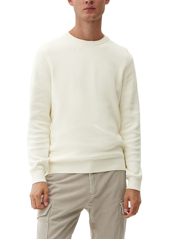 s.Oliver Herren Pullover Baumwollstrick Rundhals- Ausschnitt weiß,blau,schwarz S22  2118085 XXL | 0240 WHITE | 