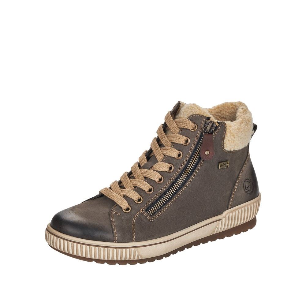 Remonte Damen Schnürschuh Sneaker High Leder TEX- Membrane Wechselfußbett grau S22 D0770-45 