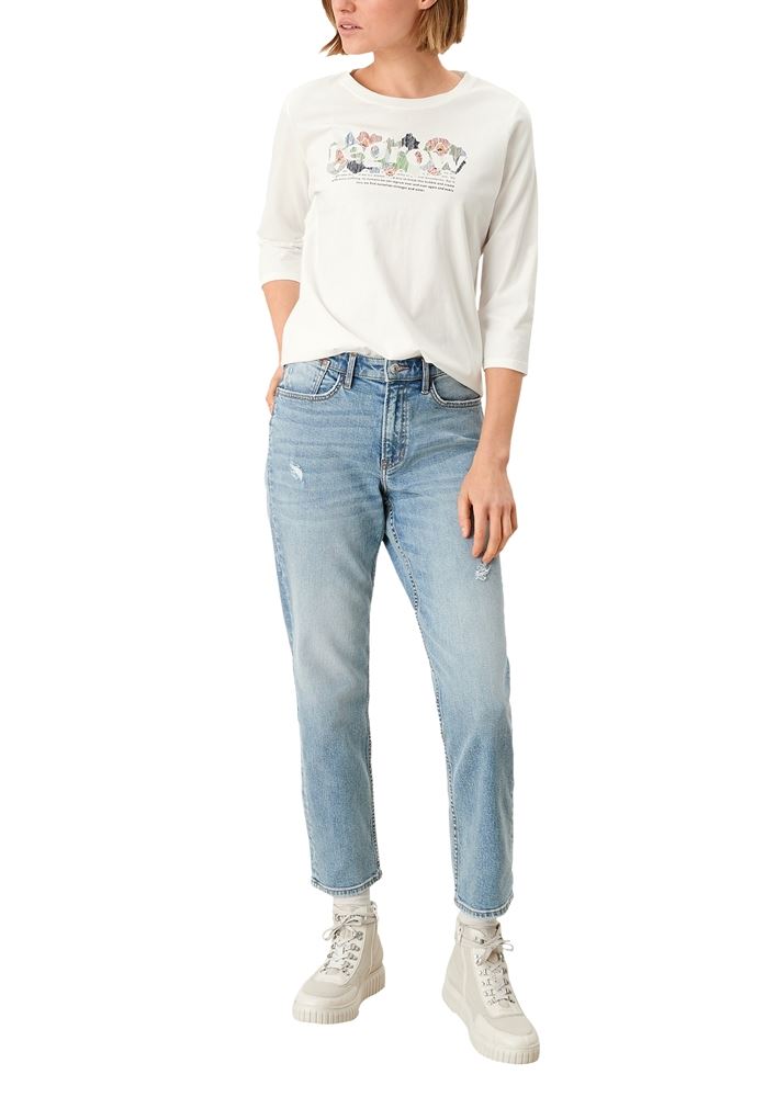 s.Oliver T- Shirt  Frontprint 3/4 Arm weiß  2109571 L | 02D2 off-white | 