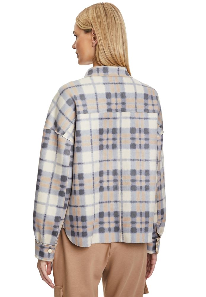 Betty Barclay Blazer- Jacke, Hemd- Jacke Karo- Muster Hemdkragen Brusttaschen grau S22 41501179 