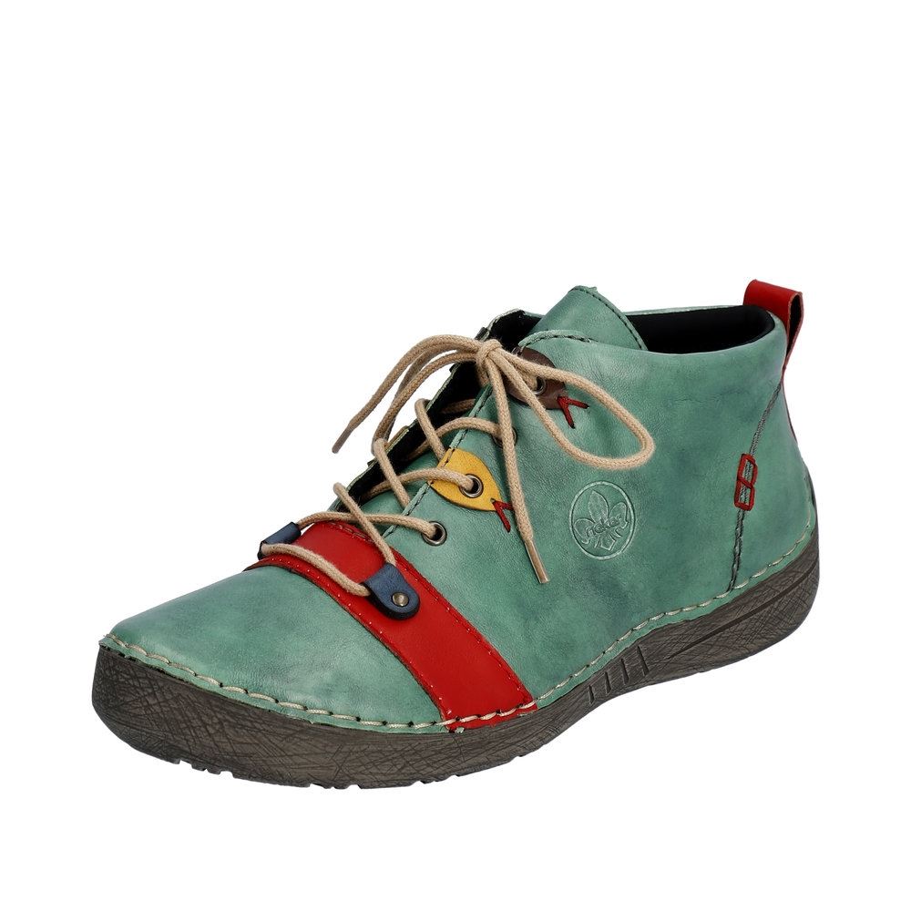 Rieker Antistress Damen Schnürschuh mehrfarbige Ösen grün S23  52507-52 