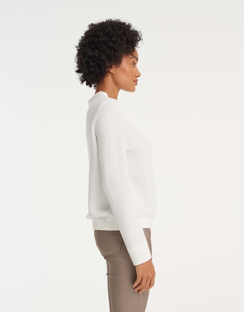 OPUS Sweatshirt Gasdina  Funnelneck Waffelstruktur Gummibund beige S22 1013049448100 