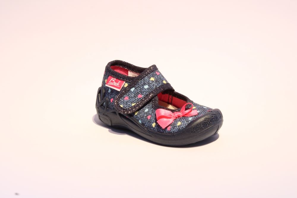 Beck Hausschuh Mädchen blau Glitzer Schleife 3038/05 21 | dunkelblau | 