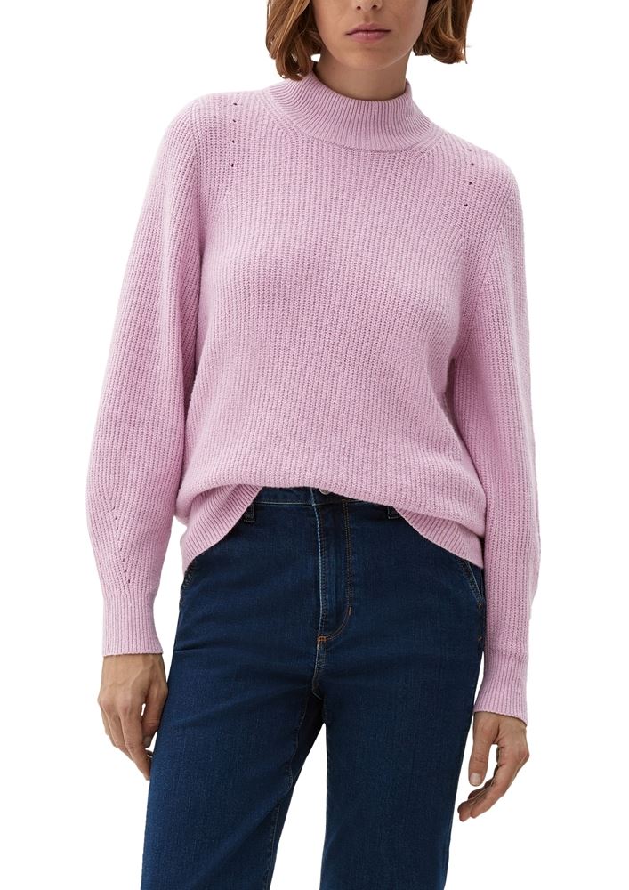 s.Oliver Damen Strickpullover Turtelneck Stehkragen weite Ärmel rosa, blau, schwarz S22  2123882 40 | 4082 LILAC/PINK | 