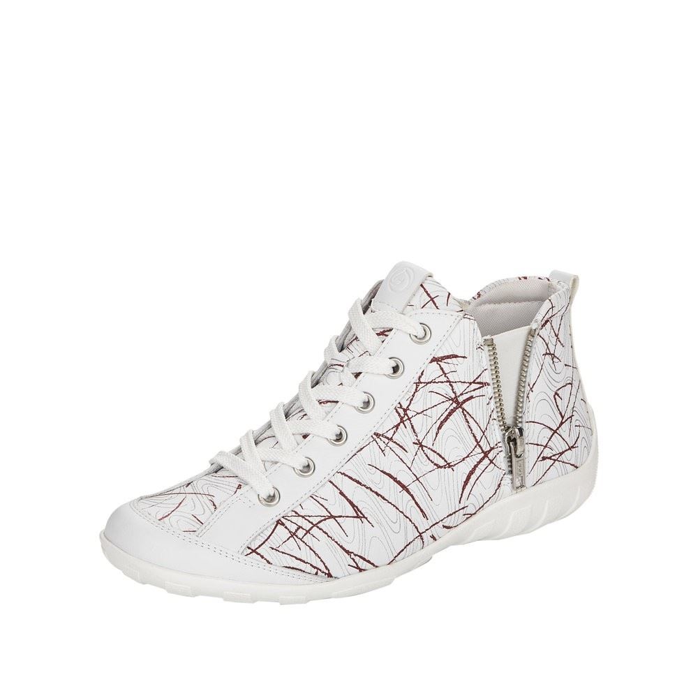 Remonte Damen Sneaker High Leder gemustert weiß S12  R3474-80 38 | weiss/silver-re | G