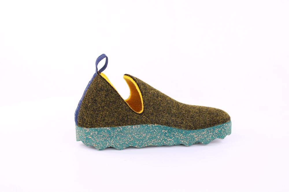 Asportuguesas Slipper CITY FOREST Naturwolle Kork-Sohle vegan grün S21 P018003017 37 | forest | 