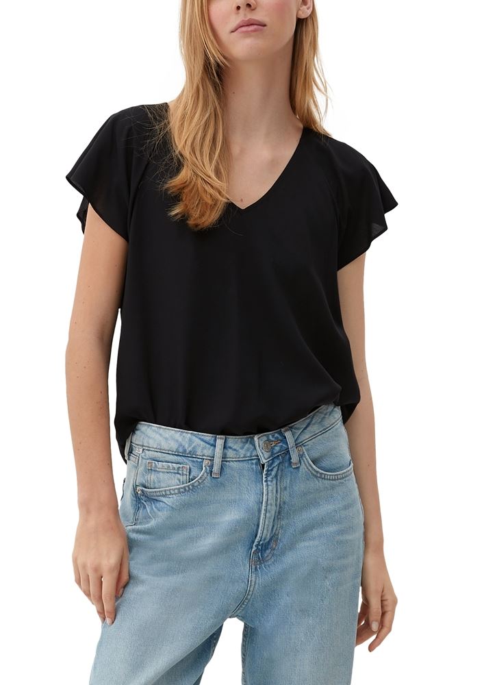 QS designed by Viskosebluse mit V-Ausschnitt S13 2132616 