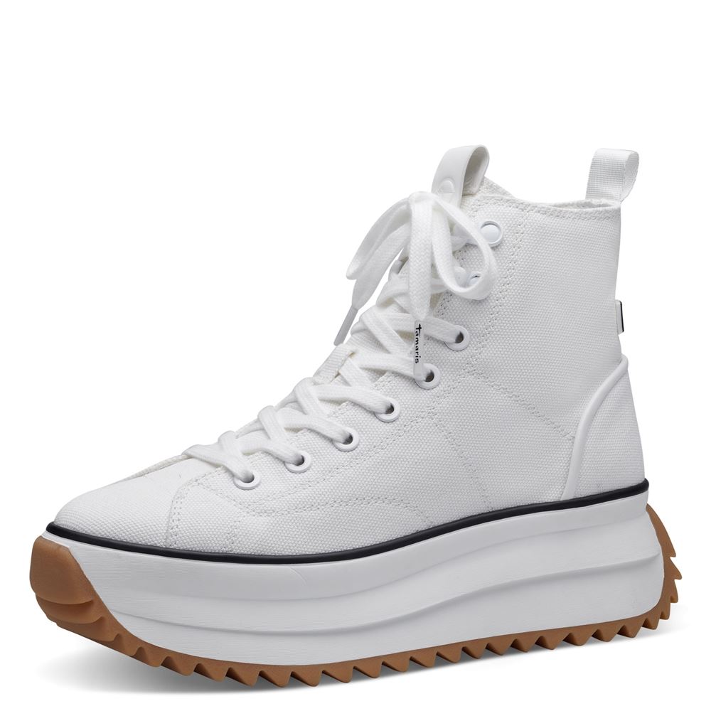 Tamaris Sneaker High Plateausohle Textil weiß, beige S13 1-1-25201-20 41 | 100 WHITE | 